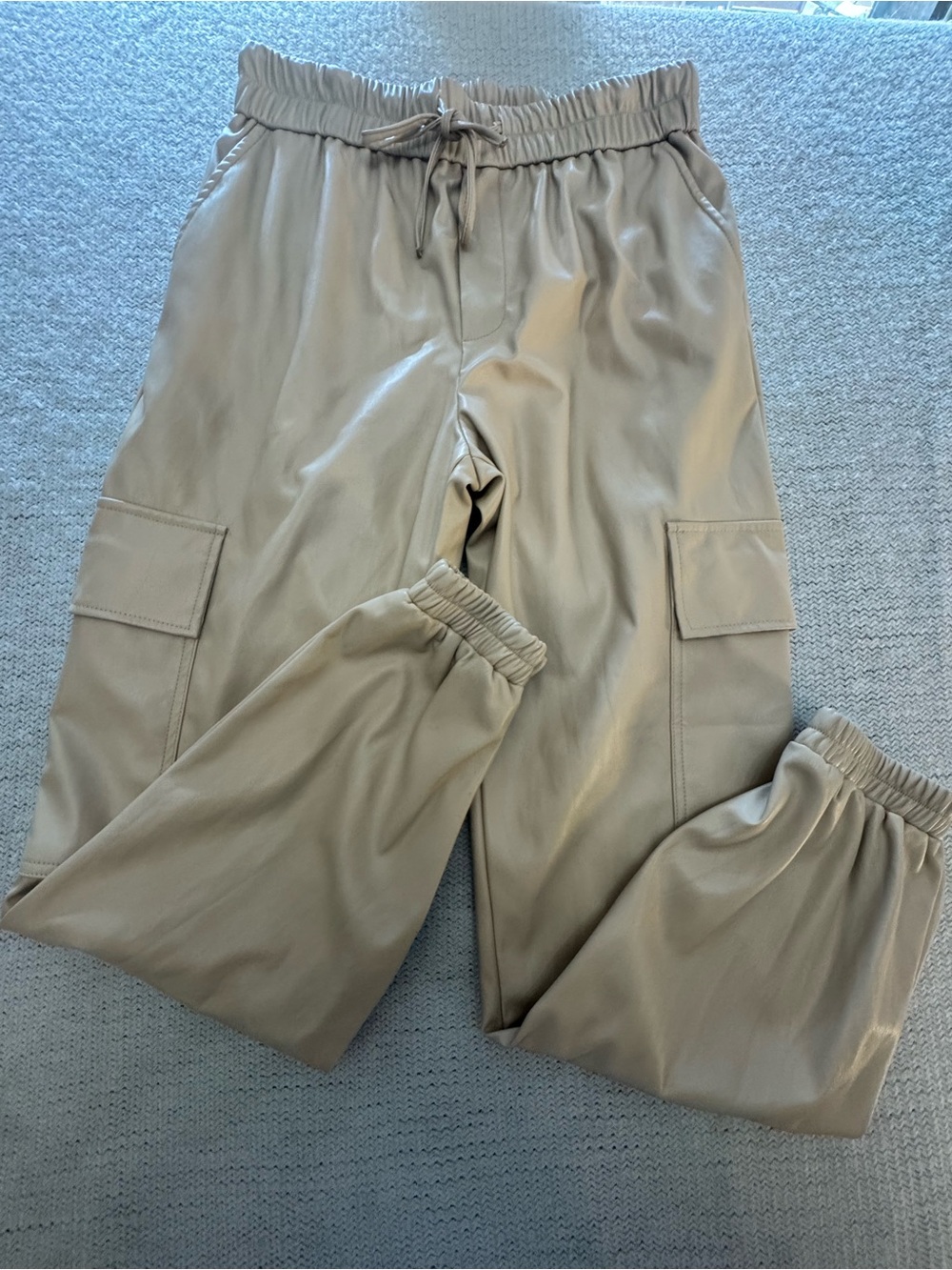 Signature8 Women’s Tan Faux Leather Cargo Jogger Pants
